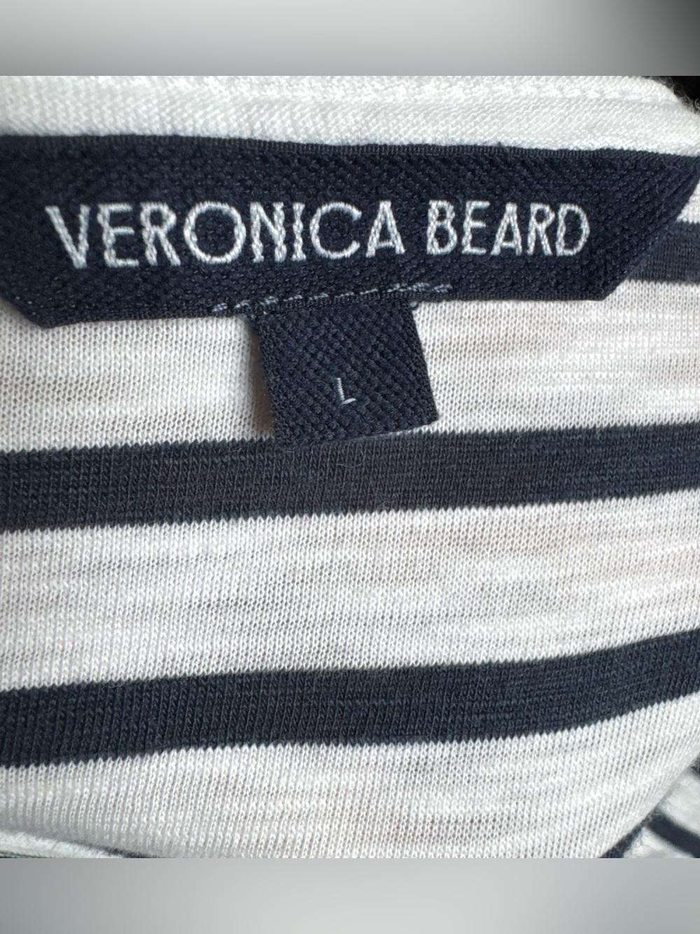Veronica Beard Netto Striped Cotton T-Shirt Off White Marine Stripe Womens L - Picture 4 of 13